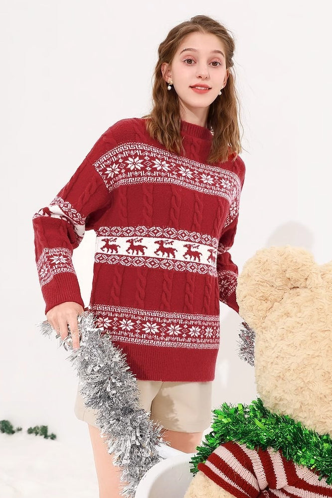 Loose Striped Jacquard Sweater
